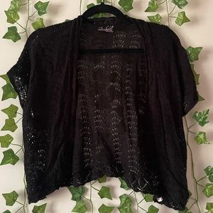 Black short sleeve cardigan